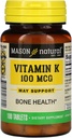 Mason Vitaminas Vitamina K 100 mcg Comprimidos, Garrafas 100-Count
