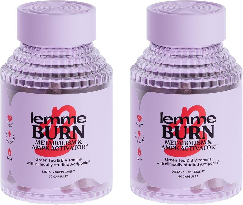 Lemme Burn gélules de graisse Belly, cliniquement étudié AMPK Metabolic Activator Actiponin Jiaogulan, 50% EGCG Extrait de thé vert, vitamine B6, méthyl B12 pour les hommes et les femmes - 60 Compte (paquet de 2)