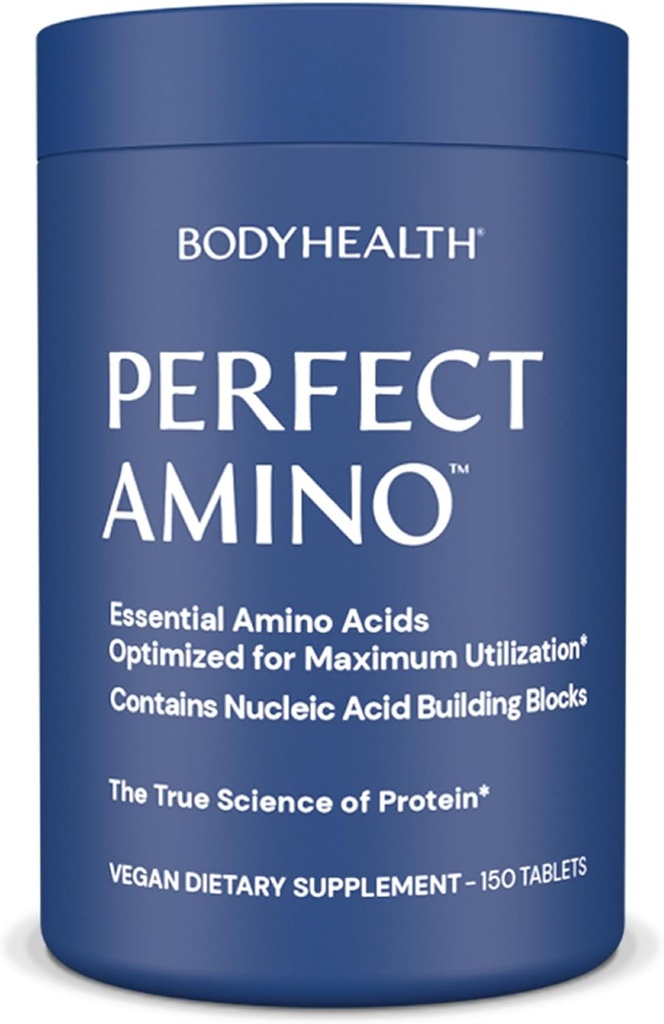 BodyHealth PerfectAmino Tablets (150 ct), Essential Amino Acid with BCAAs + Lyzín, Fenylalanín, Treonín, Metionín, Trytophan, Supplement for Muscle Mass Production, Recovery & Strength