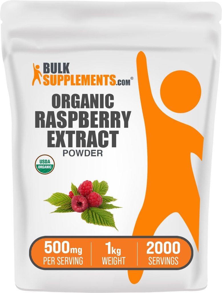 BulkSupplements.com Organic Raspberry Extract Powder - from Raspberry Fruit, Antioxidant Source, Herbal Supplement - Gluten Free, 1kg (2.2 lbs) (Pack of 1)