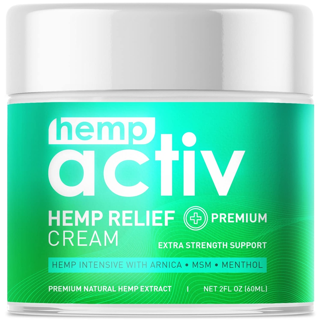 HEMPACTIV Hemp Cream with Menthol, MSM & Arnica – Lightweight, Fast-Absorbing Moisturizing Cream – Refreshing, Non-Greasy Formula for Nourished Skin – 2 Fl Oz