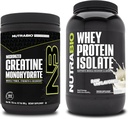 NutraBio Hardtine Monohidrat, Unflavored, 300g və Whey Protein Isolate, Unflavored Ekspert, Paket Muscle - Energy, Lean Muscle Growth, Recovery və Strength