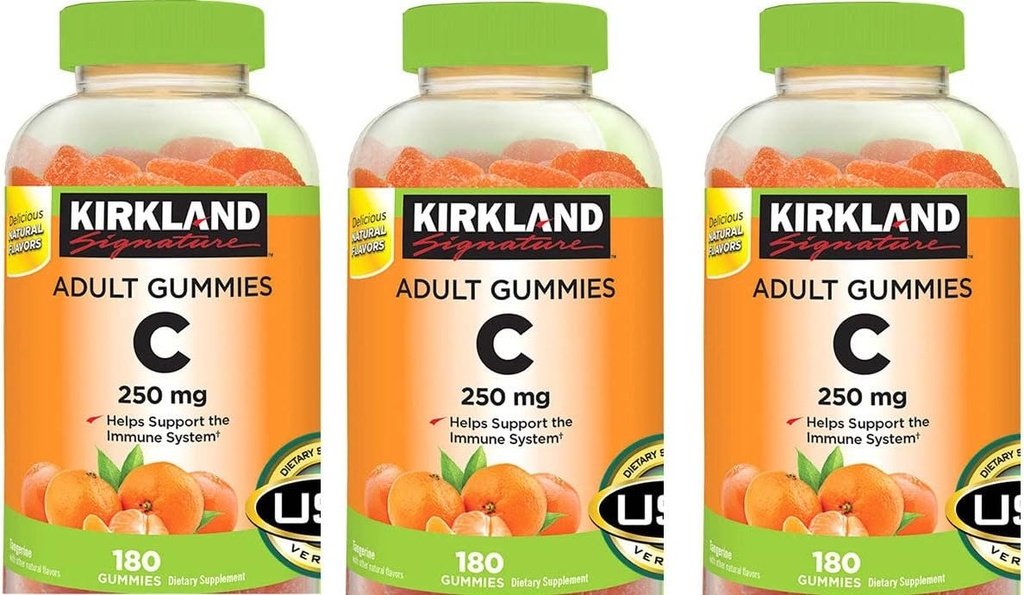 Kirkland Allkiri C-vitamiini Täiskasvanud Gummies 250 mg, 180 loend (pakk 3)