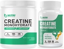 Creatina Mono-hidratada pó 500 Grams & Creatina Cápsulas, Puro Micronized Creatina Suplementos para o músculo de construção, pré e pós Treino Creatina em pó, Não-GMO, Sem sabor
