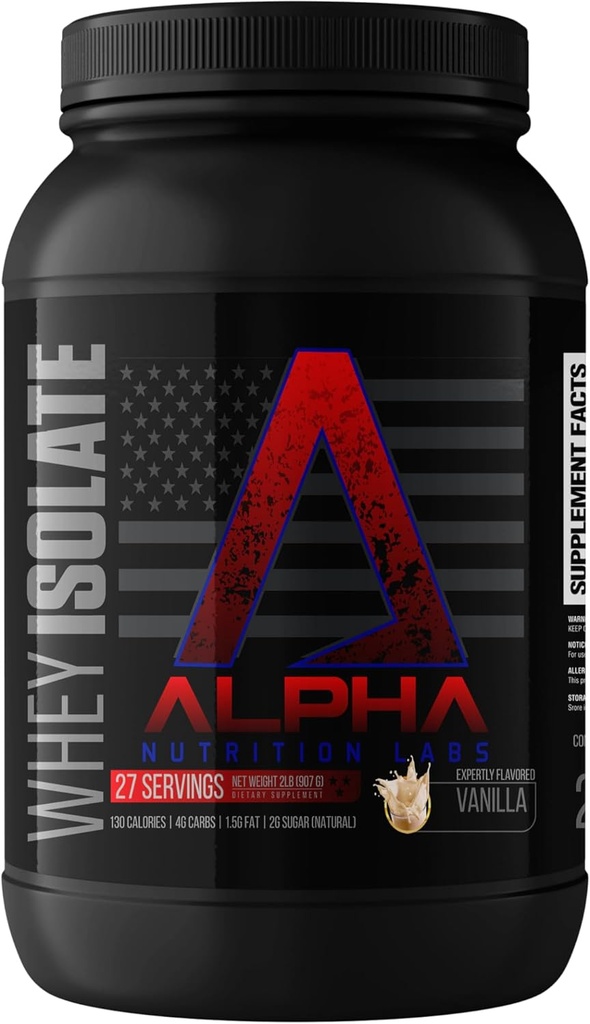 Whey Isolate Protein Powder - Vanilla Flavor, 28g of Protein, Protein Source, Low Carb, Classic Specialty