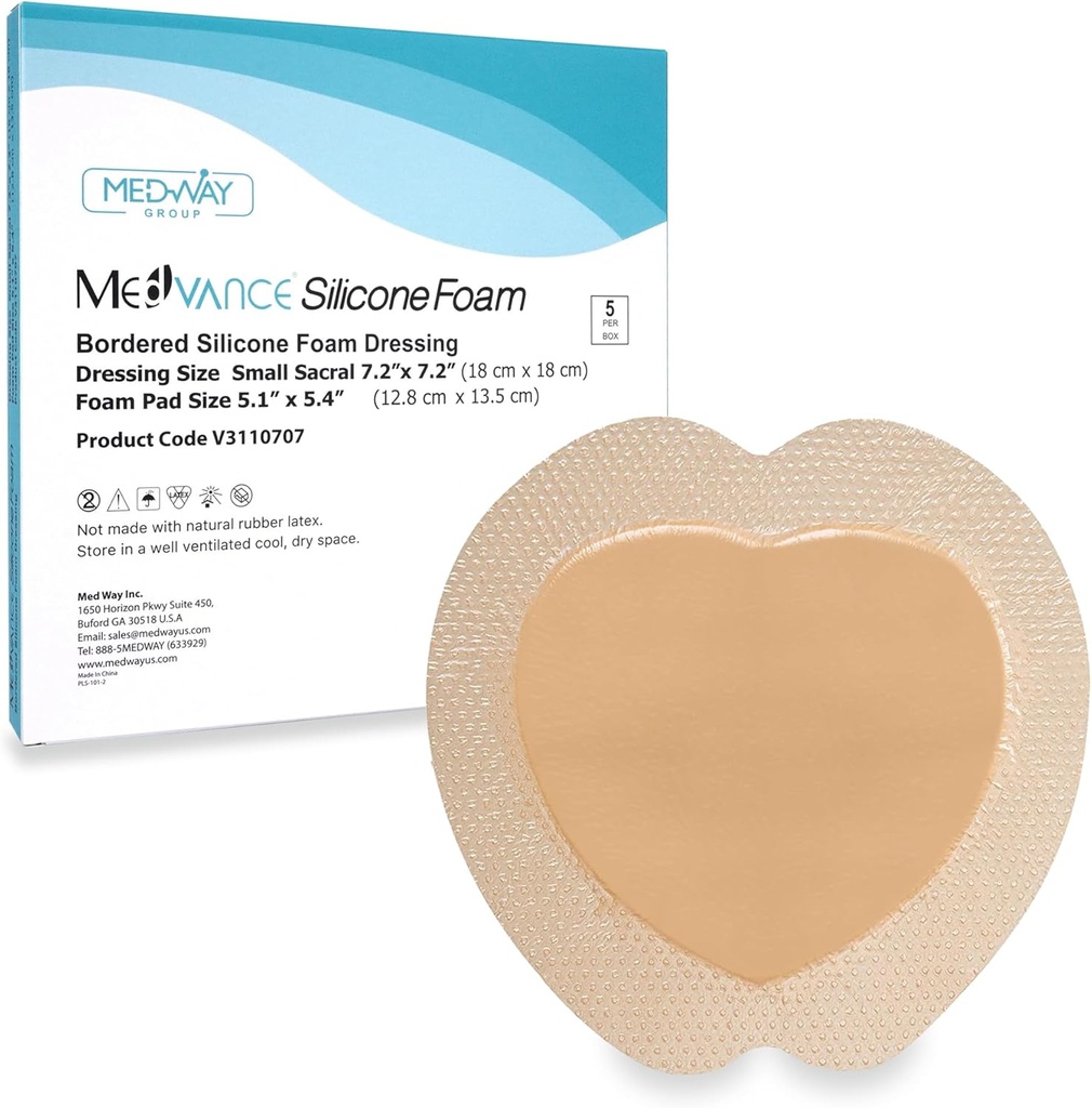 MedVance TM Siliconen - Gerande siliconenlijm Foam Dressing Sacrale Maat 7"x 7" Doos met 5 dressings