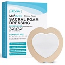 MedVance Silicone Foam Adhesive Dressing, 7"x7" Sacral, Box of 5 | Sterile And Individually Wrapped - Sacral Foam Bed Sore Bandages For Buttocks - Highly Absorbent - Waterproof & Breathable