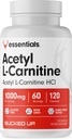Bucked Up Acetyl L-Carnitina 1000mg Per la manutenzione, Supporta la funzione del cervello Essentials (60 Serve, 120 capsule)