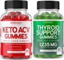 Keto ACV Gummies (60 Count) Advanced Weight Loss Formula and Thyroid Support (90 Count) Support Supplement with Ashwaganda, Iodine, Bladderwrack, Kelp & Schisandra - Non-GMO, Vegan & Made in USA