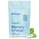 Neuro Memory & Focus Gum - Nootropic Gum with Vitamin B12, Vitamin B6, L-Theanine & Ginseng Extract - Natural Brain Support Supplement - Vegan, Caffeine & Sugar Free Chews - Peppermint, 90 ct