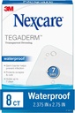 Nexcare Tegaderm Waterproof Transparent Dressing, Dirtproof, Germproof, Provides Protection To Minor Burns, Scrapes, Cuts, Oblers And Abrasions, 2.375 x 2.75 in, 8 Count