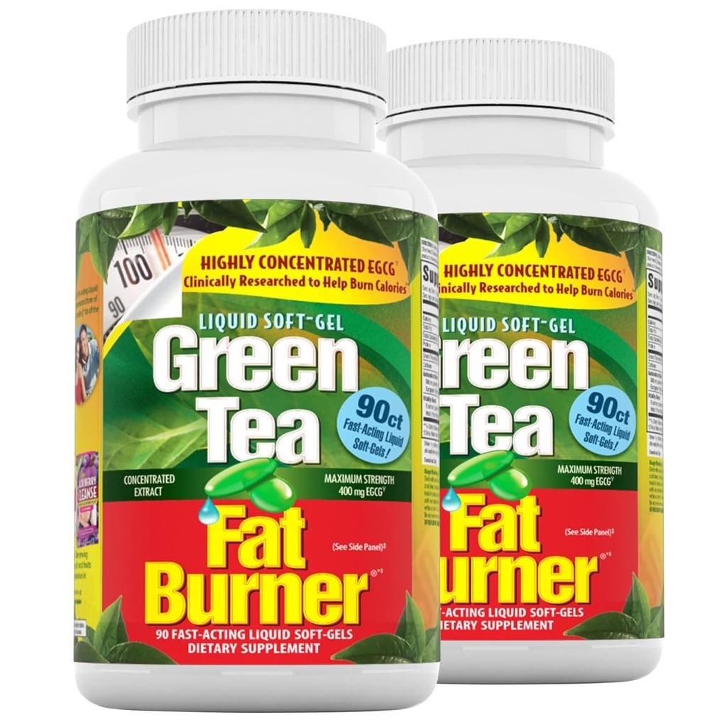 Applied Nutrition Green Tea Fat Burner - 30 Liquid Soft-Gels, Pack of 2 - Increases Calorie Burning & Supplies Powerful Antioxidants - 90 Total Servings