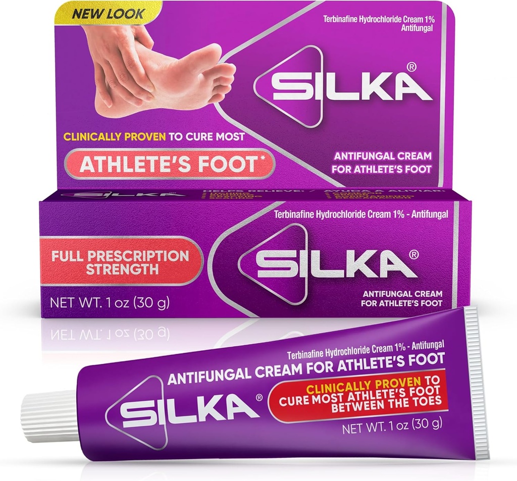 SILKA Anti- Fungal Cream, Clinical Anti- Fungus Foot Treatment, Jock Itch & Ringworm Remedy, Maximální síla, Fast- acting Relief from Stching & Burning, 1 Oz