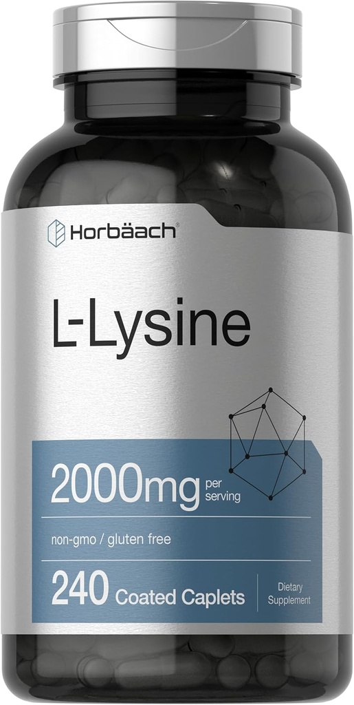 Horbäach L-Lysine | 2000mg - 240 Caplets - Vegetarian, Non-GMO, and Gluten Free supplement