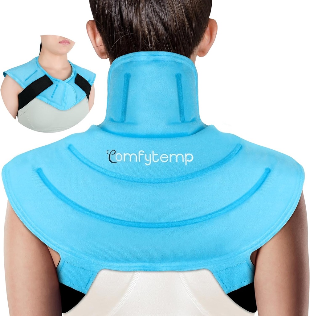 Comfytemp Ice Pack für Hals Schultern Schmerzlinderung mit Riemen, Wiederverwendbare Gel Schulter Ice Pack Wrap, Kalte Kompression körperliche Therapie Erholung für Obere Rücken, Cervical Injuries (S)