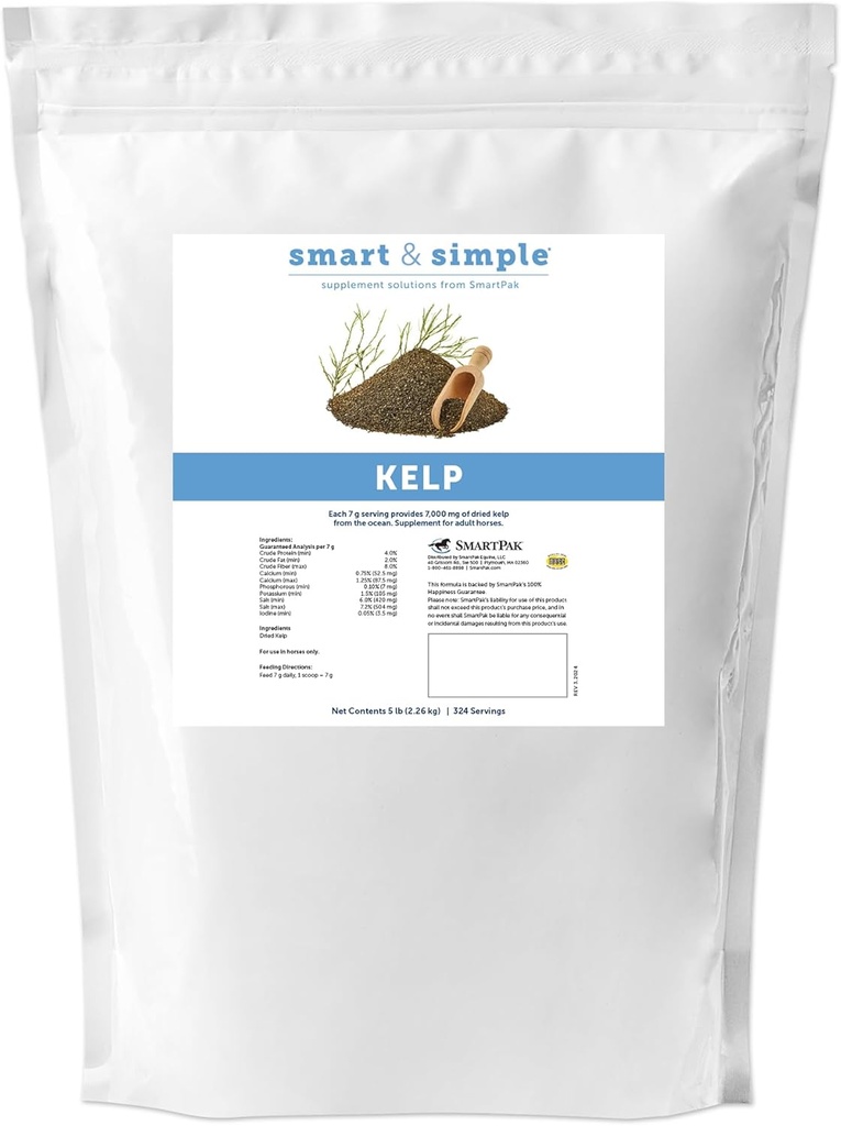 Smart og enkel Kelp Måltid for hester | Seaweed Vitamin og Mineral Supplement for hester | gir kalsium, fosfor, Kalium og mer | 324 Services | 5lb