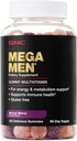 GNC Mega Men Multivitamin Gummy, năng lượng, siêu vi, hỗ trợ & Immunune, berry trộn, 120 bá tước