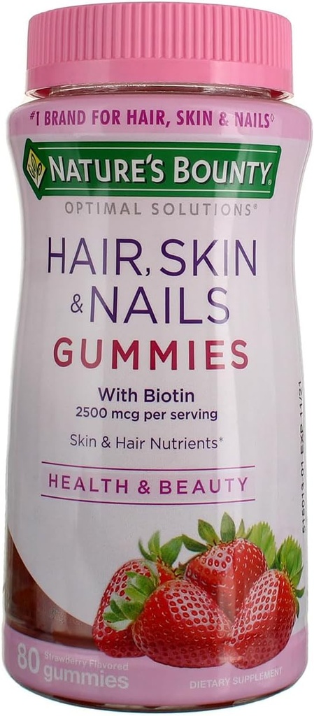 Naturaren Bounty Optimal Solutions Hair, Skin and Nails Gummies, 80 ea (6ko paketea)