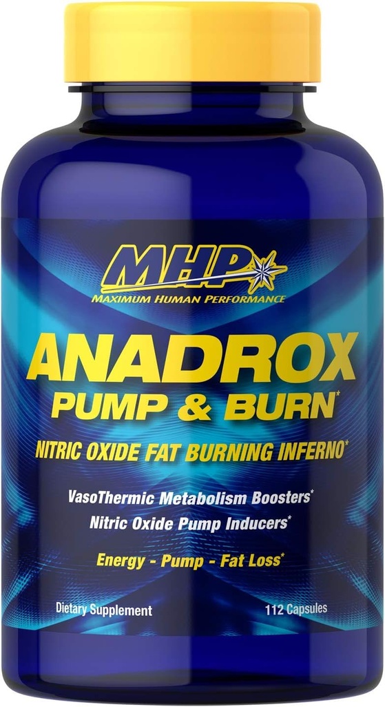 Maximum Human Performance MHP Anadrox Pump & Burn, Nitric Oxide Fat Burning Inferno, 112 capsules
