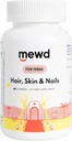MEWD Teen and Kids Hair, Skin+Nails diária Multivitamin Gummy Fortalecer Fórmula - Chewable Suplementos Vitamina com Biotin, Zinc, Vitaminas A, B, & D3 para meninas e meninos, 60, Made in USA