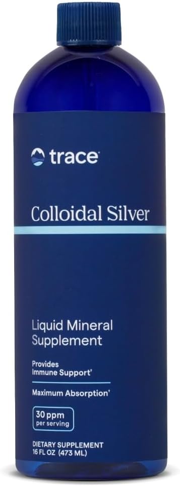 Trace מינרלים Colloidal Silver - מינרלים נוזליים עם Super-Oxygenated Colloidal Silver - Immunity & Total Health Support - Highly Absorbable Supplement - 16 floz (בערך 48 משרתים)