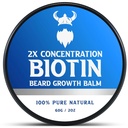 Biotin Beard Balm for Men & Conditioning Beard Wax - Castor Oil Natural eta Organikoa Osagaiak - Hydrates & Thickens Aurpegiko ile-hazkundea - 2 Ounce Tin