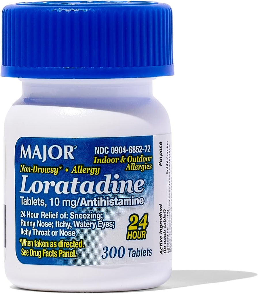 Böyük Alerji Loratadine 10 mg Tablet - Yetişkin və Uşaqlar üçün Non-Drowsy Alerji Tibbi 6 + - 24 Saat Antihistamin - Daily Antihistamin - 300 Qalereya