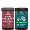 Ancient Nutrition Multi Collagen Protein Powder, Unflavored, 24 Servings + Supergreens Powder, Greens Flavor, 25 Servings