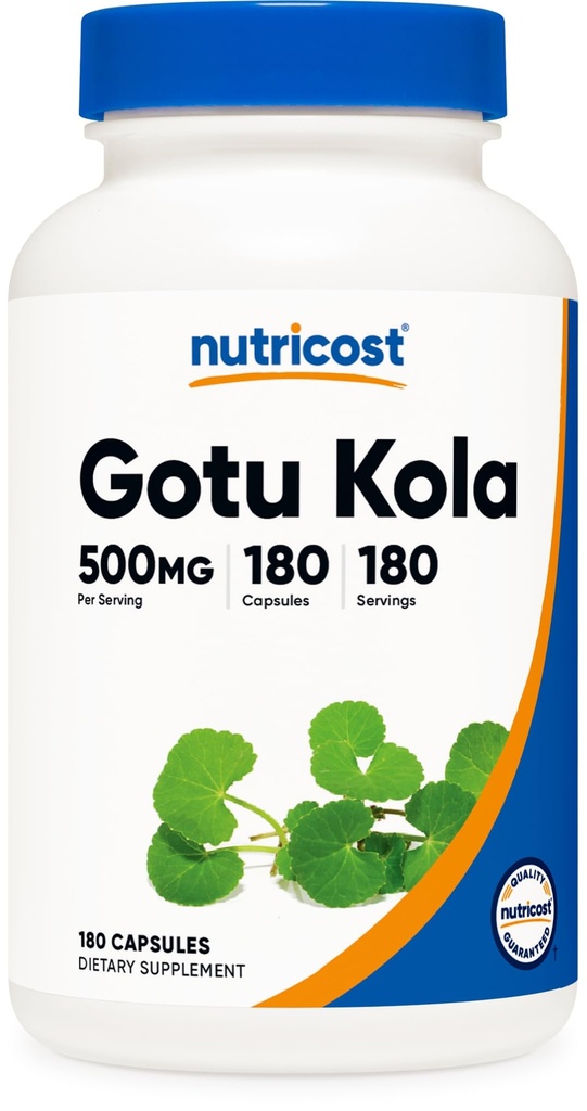 Nutricost Gotu Kola 500 MG, 180 Capsules - Vegetarian Capsules, Gluten Free, Non-GMO