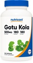 Nutricost Gotu Kola 500 MG, 180 Capsules - Vegetarian Capsules, Gluten Free, Non-GMO