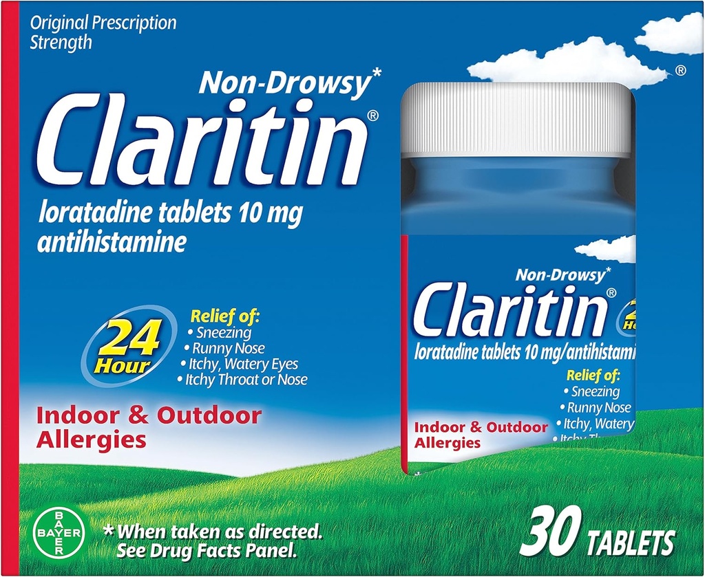Claritin 24 HR Non Drowsy Alergija Medicina, Loraxidum antihistamininiai tabletės, 30 Ct