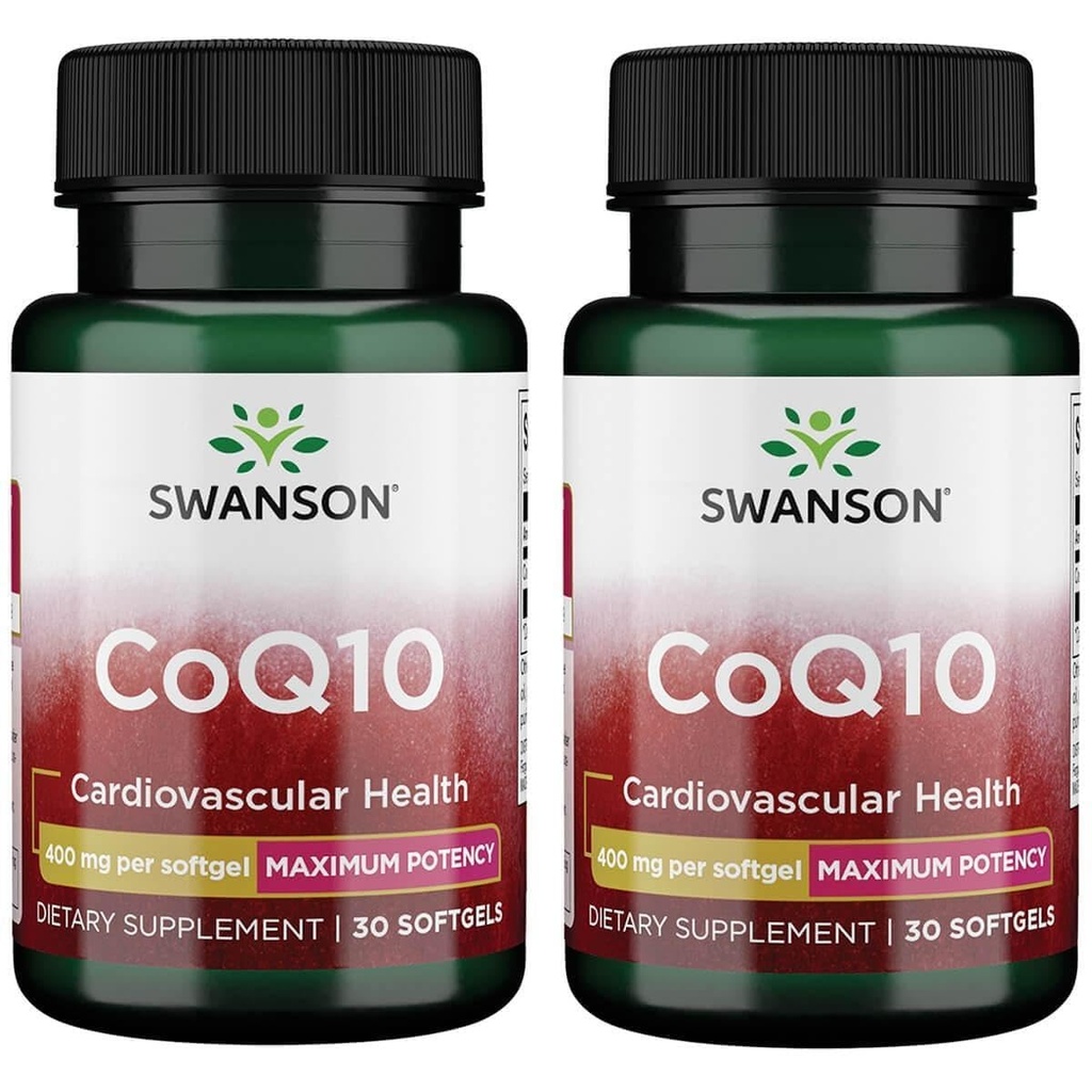 Swanson CoQ10 - Helps Promote Heart Health, Energy Support, & Aids Overall Cardiovascular System Health - Helps Maintain Coenzyme Q10 Supplement - (30 Softgels, 400mg Each) (2 Pack)