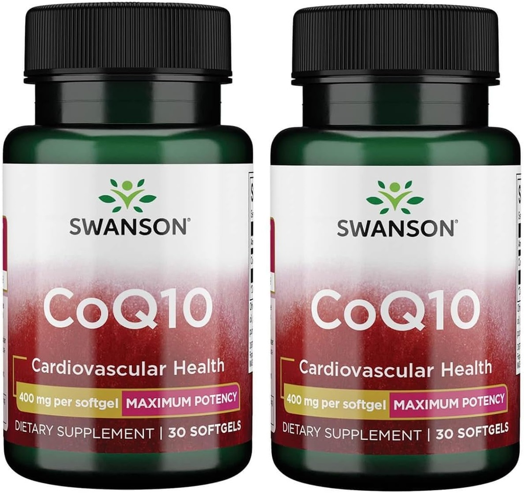 Swanson CoQ10 - Helps Promote Heart Health, Energy Support, & Aids Overall Cardiovascular System Health - Helps Maintain Coenzyme Q10 Supplement - (30 Softgels, 400mg Each) (2 Pack)