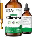 Wild & Organic Cilantro Tincture - Kräuter-Detox Tropfen mit Cilantro-Extrakt - Flüssige Koriander Blatt-Ergänzung - Vegan, Zucker & Alkoholfreie Tropfen - 4 fl oz