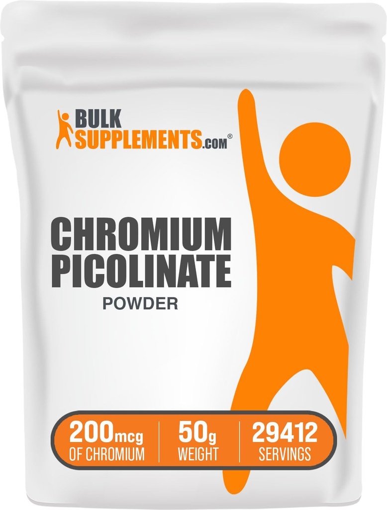 BulkSupplements.com Chromium Picolinate 200mcg 분말 - 미네랄 보충 교재 - 글루텐 & 효모 무료, 서빙 당 크롬 200mcg, 50g (1.8 oz) (1의 포장)
