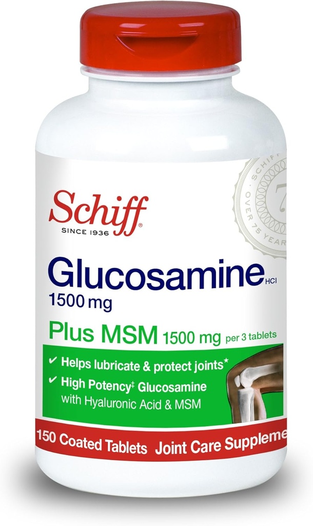 Schiff Glucosamine 1500mg Plus MSM 1500mg a kyselina hyaluronová, 150 tablet - společný dodatek