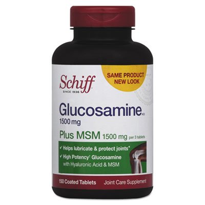 Schiff Glucosamine 1500mg Plus MSM and Hyaluronic Acid, 150 tablets - Joint Supplement (Pack of 12)