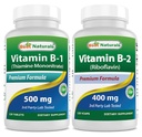 Best Naturals Vitamin B1 as Thiamine Mononitrate 500 mg & Vitamin B2 (Riboflavin) 400mg