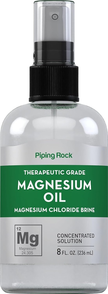 Piping Rock Pure Magnesium Oil Spray 124; 8 Fl Oz 124; Magnesium Chloride Brine 124; Liquid concendered Solution Solution 124; Therapeutic Grade 124; Non-GMO, Gluten Free