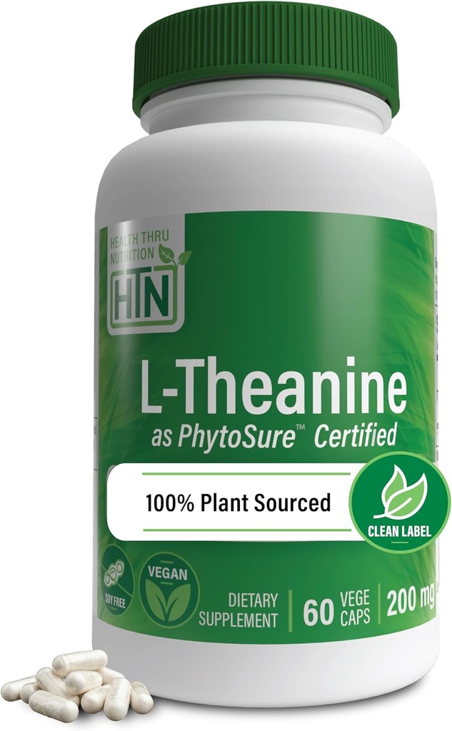 Salute Thru Nutrition L-teanina 200mg 60 Vegecaps PhytoSure Certificato | Supporta Rilassamento sano & Focus | 3rd Party Tested | Clean Label, Non-GMO, Gluten & Soy Free, Hypoallergenic