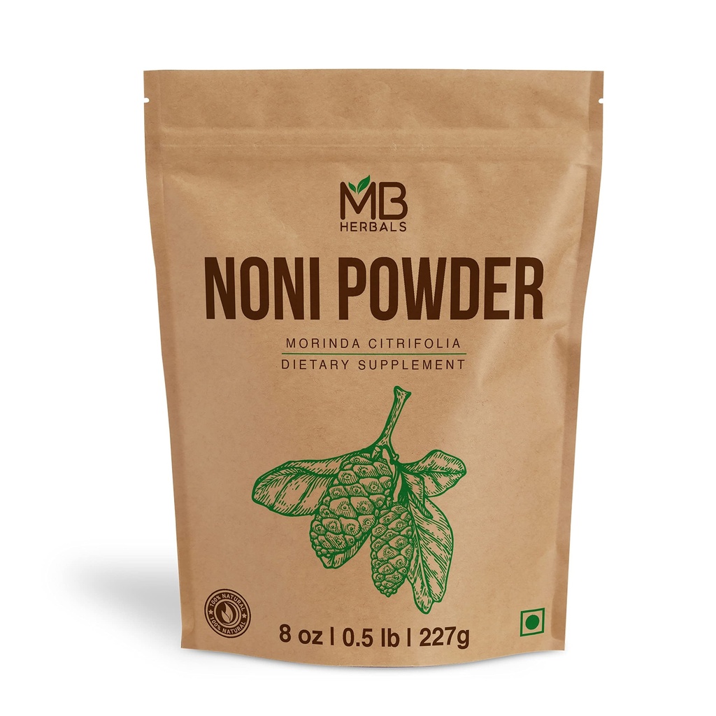 MB Herbals Noni Powder 8 oz | 227g (0.5 lb) | Easily Mixes with Smoothies Juices | No Preservatives | Gluten Free | 45 Servings per Pack