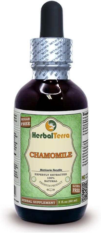 Herbal Terra LLC Chamomile (Matricaria Recutita) Glycerite, Organic Dried Flowers Alcohol-Free Liquid Extract 2 oz
