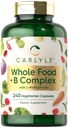 Carlyle Vitamin B Complex Whole Foods Blend | 240 Capsules | with B1, B2, B6, B12, Biotin, Niacin, and Methylfolate | Vegetarian, Non-GMO & Gluten Free Supplement