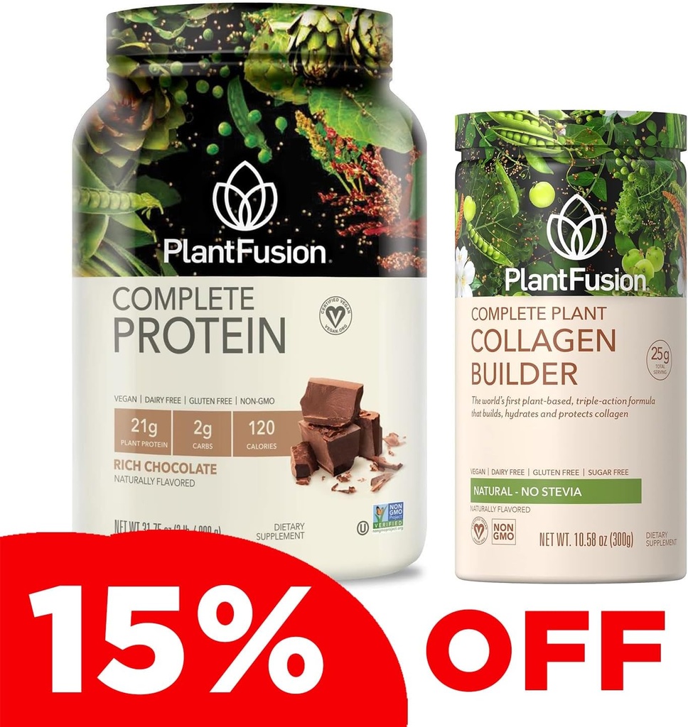 PlantFusion Komplett Vegansk Protein pulver og collagen Bundle - Keto, Glutenfri, Soya Gratis, Ikke-Dærlig, Ingen Sukker, Ikke-GMO