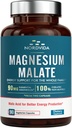 Magnesium Malate, 90 mg Elemental Magnesium, for Both Adults ' Kids, Fully Chelated with Malic Acid, Support Energy Production ' Muscle Health, Gut Friendly, easy to Swallow, 90 Tiny Caps
