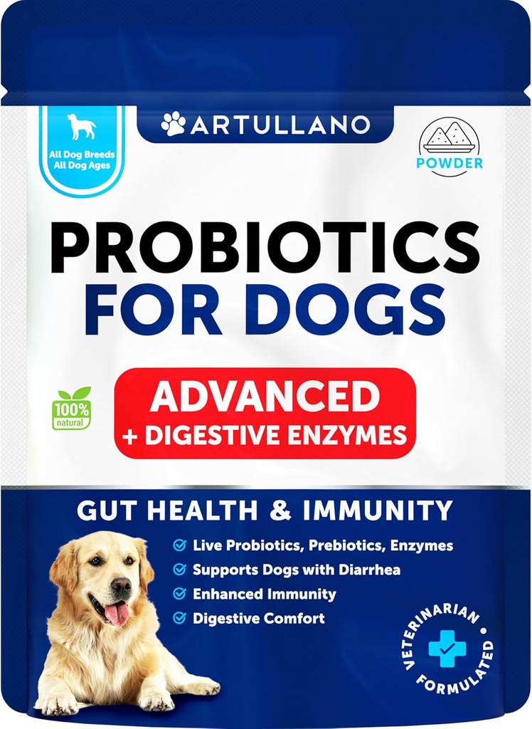 Probióticos para cães - Suporte Gut Saúde, Pele Comichão, Alergias, Imunidade, Equilíbrio Levedura - Dog Probióticos e Enzimas Digestivas - 30 Sticks