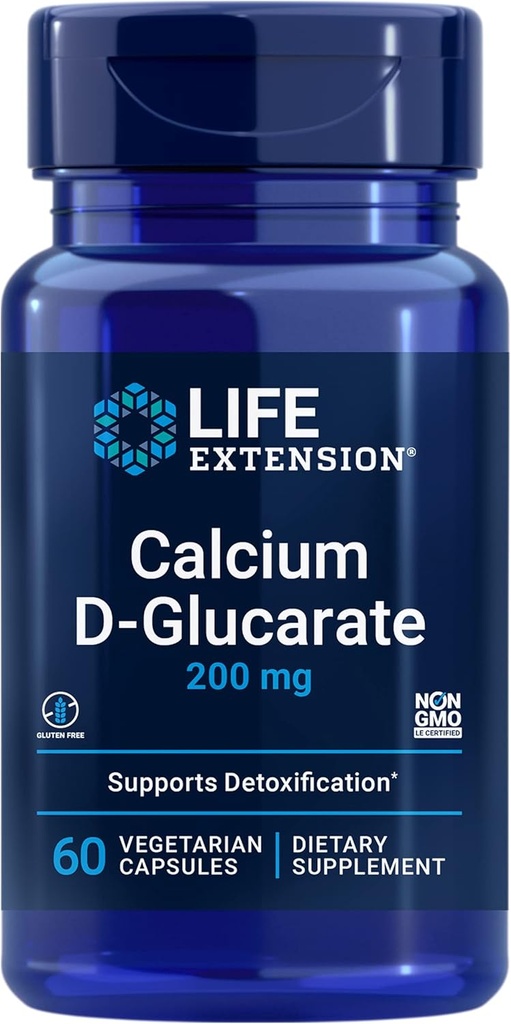 Life Extensionelli D-Glucarate, 200 mg - Destekler Detoxification, Helps Flush Out Unwanted bileşikler - Gluten-Free, Non-GMO, Vegetarian – 60 Capsules