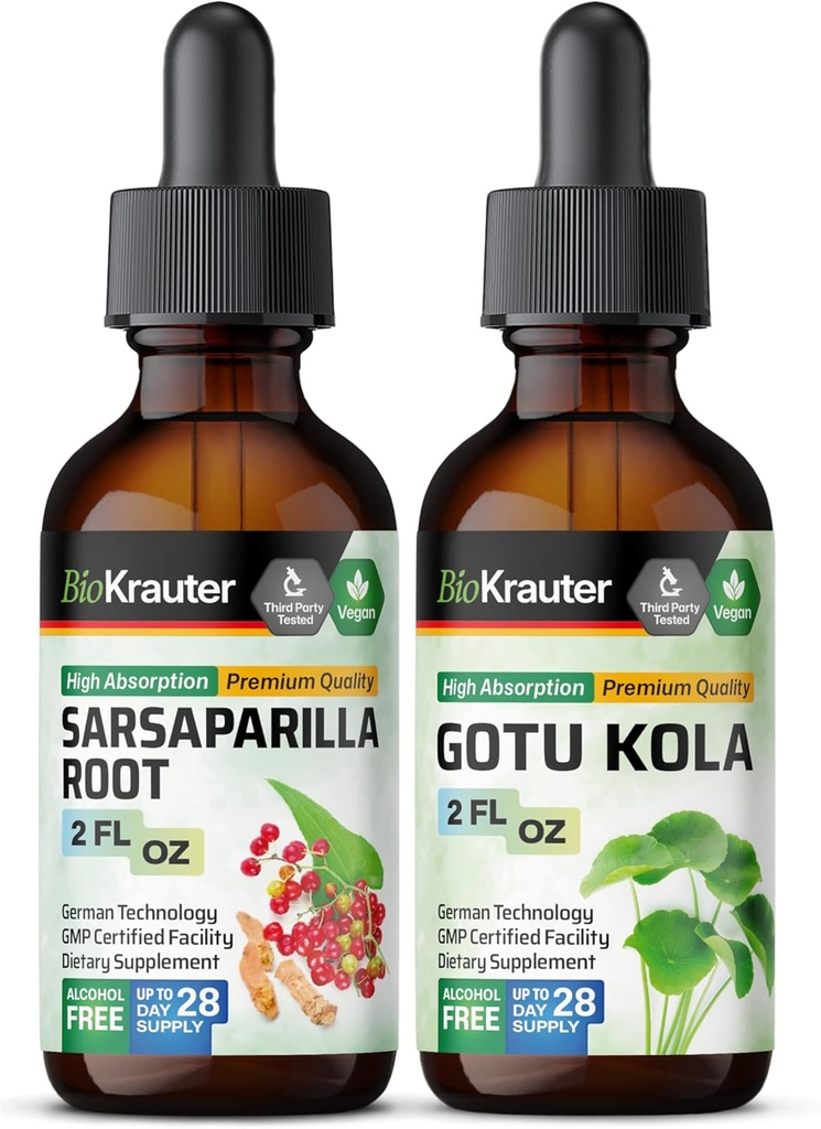 BIO KRAUTER Sarsaparilla Tinktur 2 Fl. Oz. & Gotu Kola Tinktur 2 Fl. Oz.