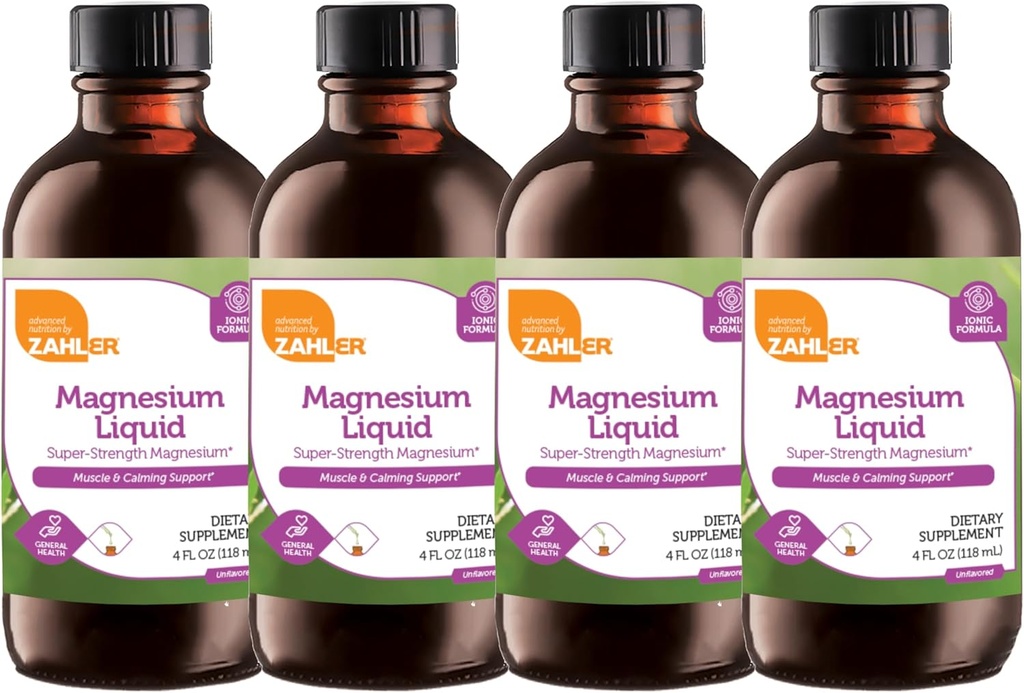 Zahler Magnesium Super-Strength Magnesium Broading Recember 4 FL OZ. ไม่ลดละ (4 แพ็ค)